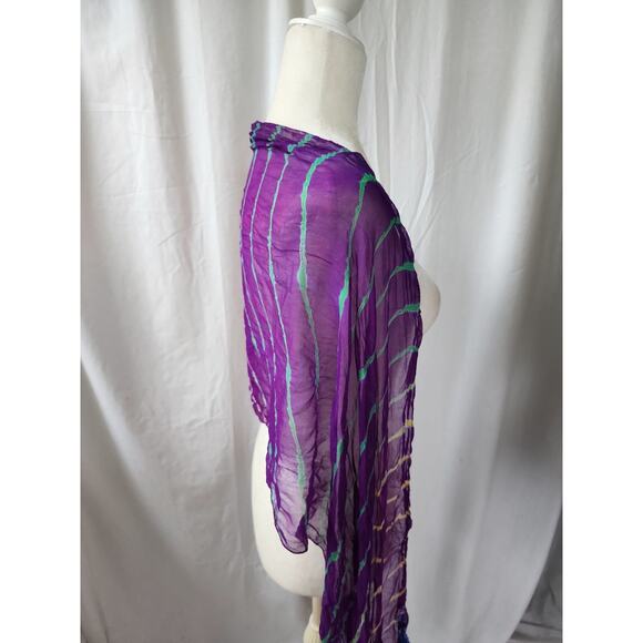 Chan Luu Scarf Sari Silk Purple Shreded Artsy Whimsy Tiedye Bohemian Fairycore - Picture 8 of 12